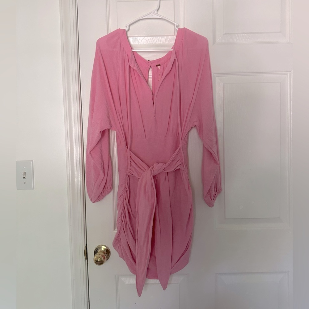 Free People The Only One Mini Dress Pink Long Sleeve Size Small